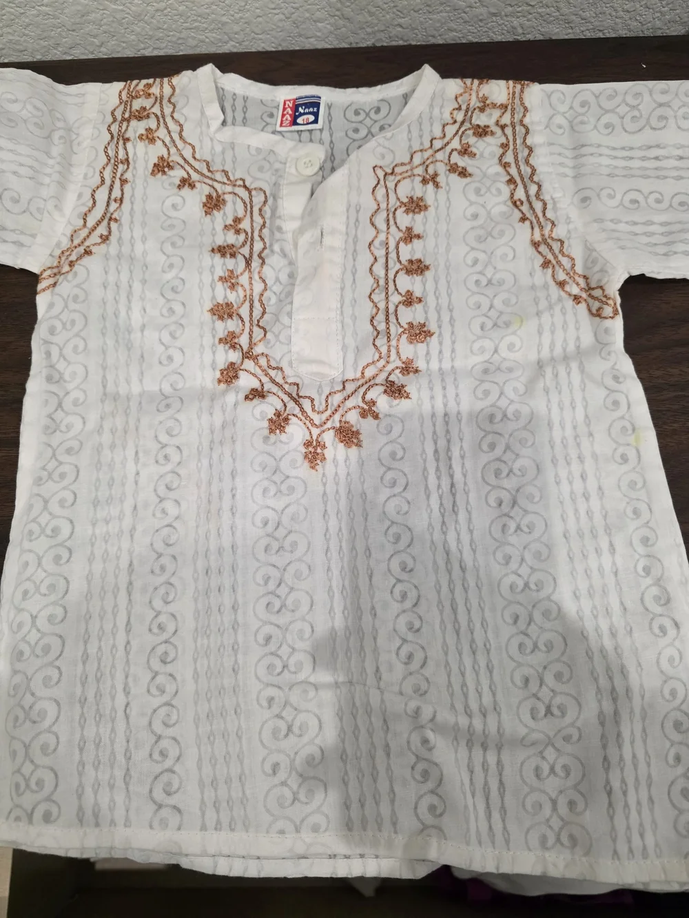 White Embroidered Kids Kurta Pajama